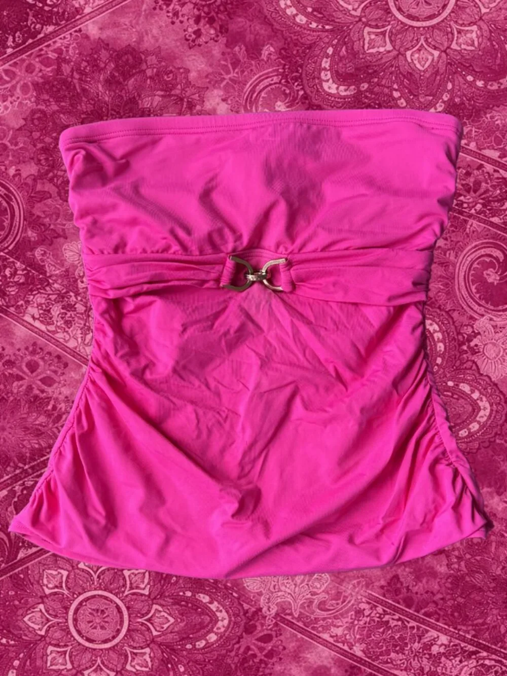 Michael Kors Hot Pink Strapless Tankini Top Bandeau Swim Festival Y2K - Picture 1 of 6